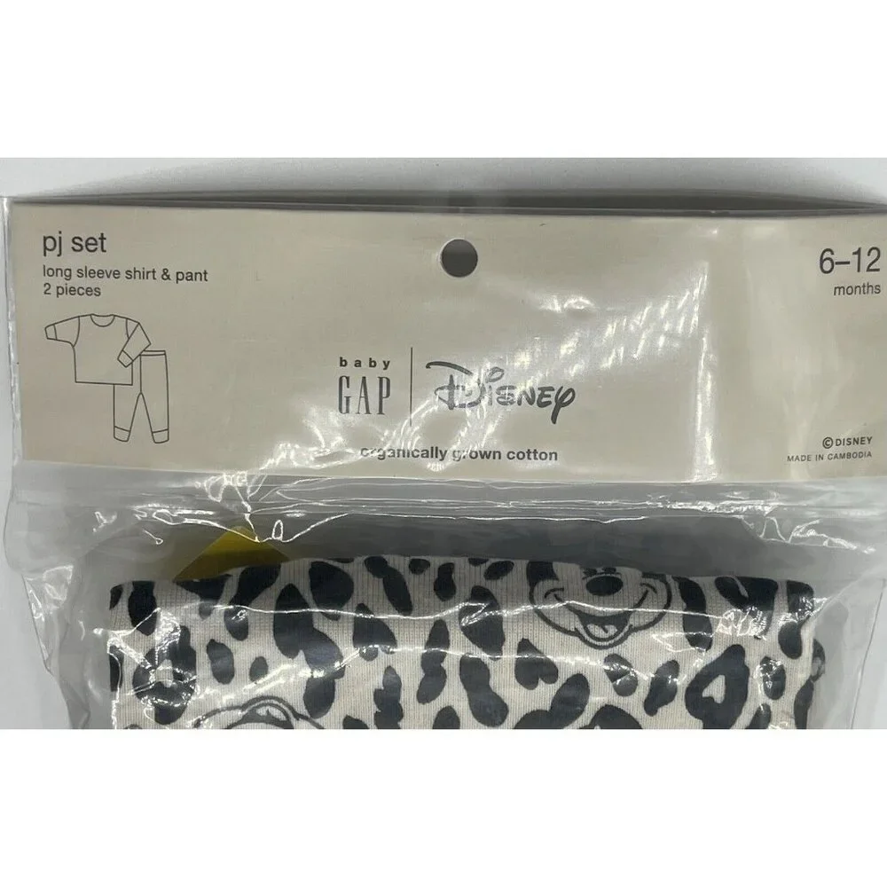 Gap Kids Disney Pajamas Set Baby‎ Size 6-12 Months Minnie Mouse Leopard Cheetah